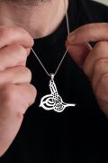 GÜMÜŞ BÜYÜK BOY OSMANLI TUĞRA TUĞRASI ERKEK KOLYE