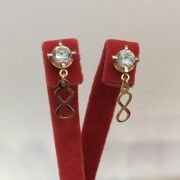 GÜMÜŞ ROSE BRONZ RENK SONSUZLUK TEK TAŞLI KÜPE