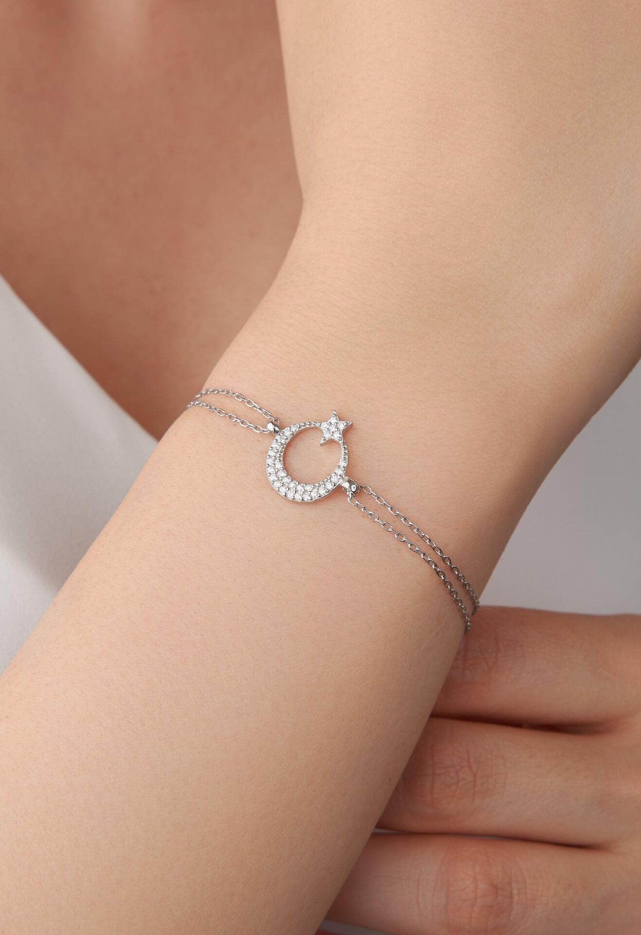 GÜMÜŞ AY YILDIZ BAYRAK BİLEKLİK