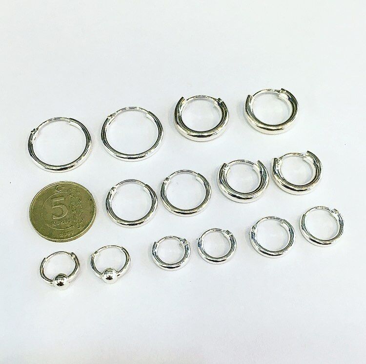 GÜMÜŞ YEDİ ÇİFT HALKA KÜPE SETİ