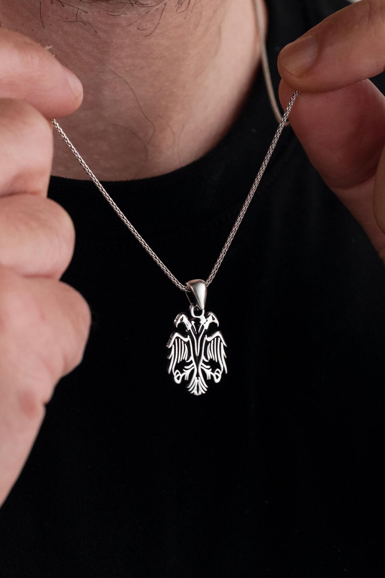 Gümüş Çift Başlı Selçuklu Kartalı Erkek Kolye