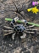 GÜMÜŞ MARKAZİT TAŞLI VE SİYAH MİNE İŞLEMELİ YENGEÇ BROŞ