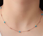 GÜMÜŞ ROSE  FİRUZE TURKUAZ TAŞLI VE DORİKA DORİSSA TOPLU KOLYE