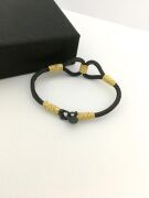 GÜMÜŞ KAZAZİYE ALTIN KAPLAMA VE SİYAH RENK BİLEKLİK