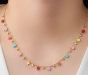 GÜMÜŞ ALTIN KAPLAMA ALTIGEN RENKLİ TAŞLI MİNİK TOPLU KOLYE