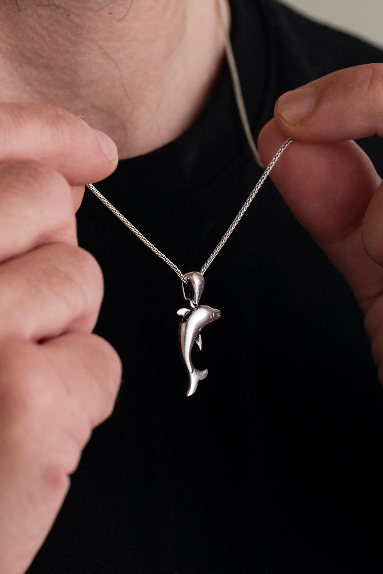 Gümüş Yunus Balığı Balık Erkek Kolye