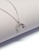 GÜMÜŞ ZİRKON TAŞLI AY YILDIZ KOLYE