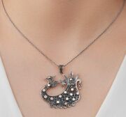 GÜMÜŞ TELKARİ BEYAZ ZİRKON TAŞLI ŞAHMERAN KOLYE