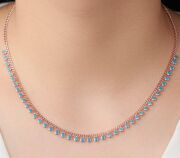 GÜMÜŞ ROSE FİRUZE TURKUAZ SIRALI TAŞLI KOLYE