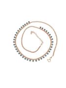 GÜMÜŞ ROSE FİRUZE TURKUAZ SIRALI TAŞLI KOLYE