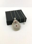 TELKARİ KÖK YAKUT TAŞLI KIRMIZI GÜMÜŞ KOLYE