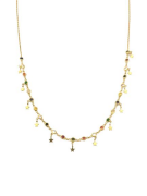 GÜMÜŞ ALTIN KAPLAMA YILDIZ RENKLİ ZİRKON TAŞLI KOLYE