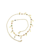 GÜMÜŞ ALTIN KAPLAMA YILDIZ RENKLİ ZİRKON TAŞLI ÇİFT ZİNCİRLİ HALHAL