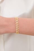 Gümüş 8.5 mm Gurmet Altın Gold Kaplama Beyaz Zirkon Taşlı Bileklik