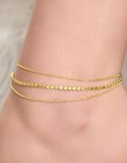 GÜMÜŞ ALTIN KAPLAMA ÜÇ TOP ZİNCİRLİ HALHAL