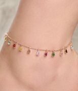 GÜMÜŞ ROSE KAPLAMA DAMLA RENKLİ ZİRKON TAŞLI HALHAL