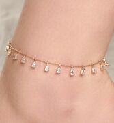 GÜMÜŞ ROSE KAPLAMA DAMLA BEYAZ ZİRKON TAŞLI HALHAL