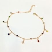 GÜMÜŞ ROSE BRONZ RENK ZİRKON TAŞLI RENKLİ HALHAL