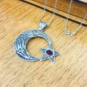 925 AYAR GÜMÜŞ TELKARİ AY YILDIZ KOLYE