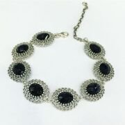 GÜMÜŞ TELKARİ SİYAH ZİRKON TAŞLI BİLEKLİK