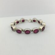 GÜMÜŞ KOYU PEMBE KÖK YAKUT TAŞLI BİLEKLİK