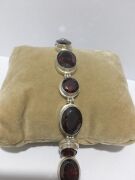 GÜMÜŞ LAL GRANET TAŞLI KOYU KIRMIZI BİLEKLİK