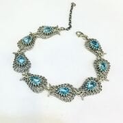 GÜMÜŞ TELKARİ AÇIK TURKUAZ TAŞLI LALE BİLEKLİK