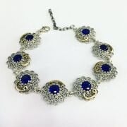 GÜMÜŞ TELKARİ ZİRKON PARLAMENT MAVİSİ VAV HARFLİ BİLEKLİK