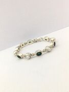 GÜMÜŞ YEŞİL ZİRKON TAŞLI VE İNCİ BİLEKLİK