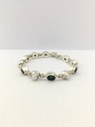 GÜMÜŞ YEŞİL ZİRKON TAŞLI VE İNCİ BİLEKLİK