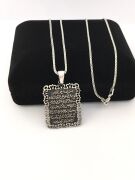 GÜMÜŞ AYETEL KÜRSİ DİKDÖRTGEN KOLYE