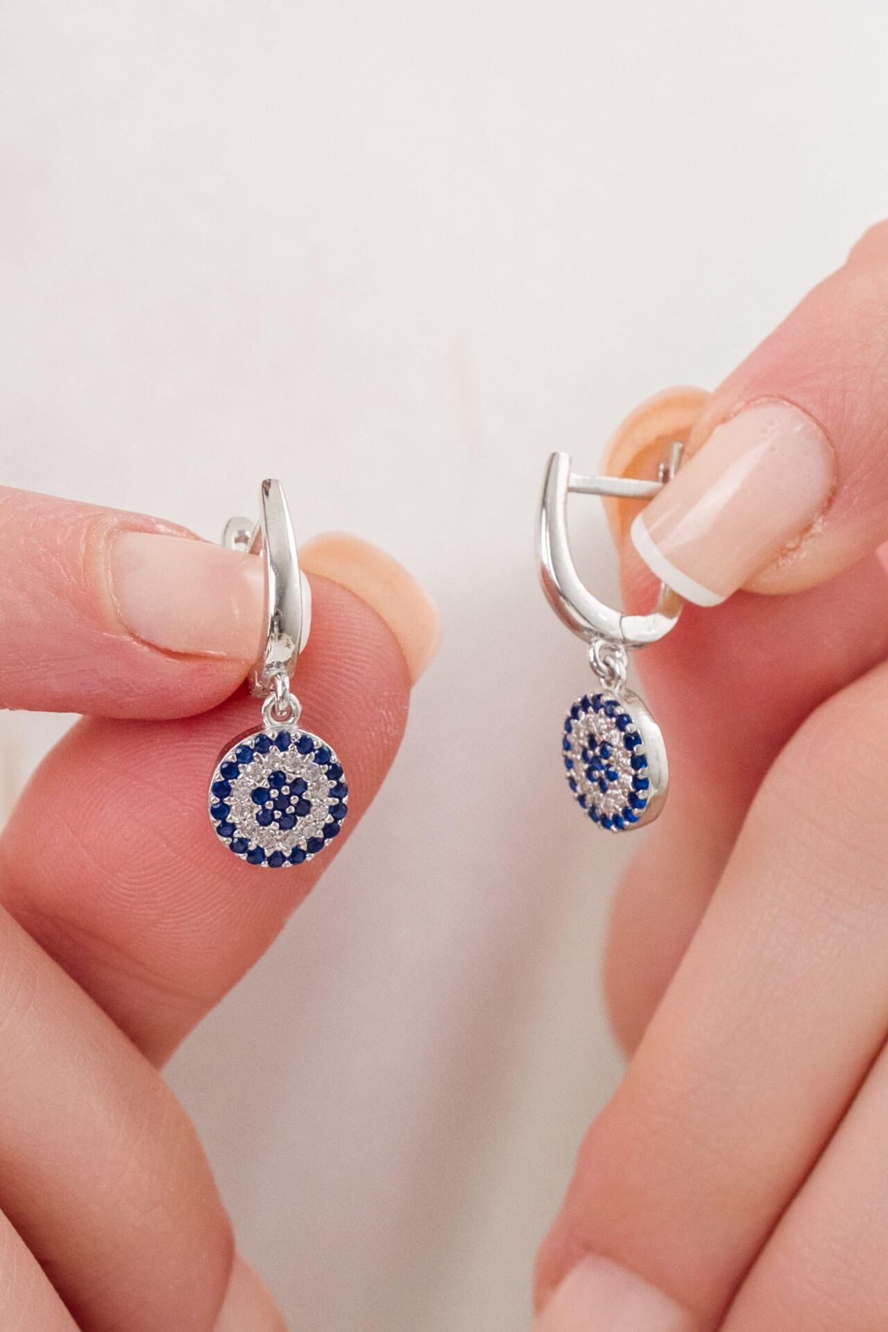 GÜMÜŞ 9.5 MM NAZAR BONCUKLU BONCUĞU GÖZ KÜPE