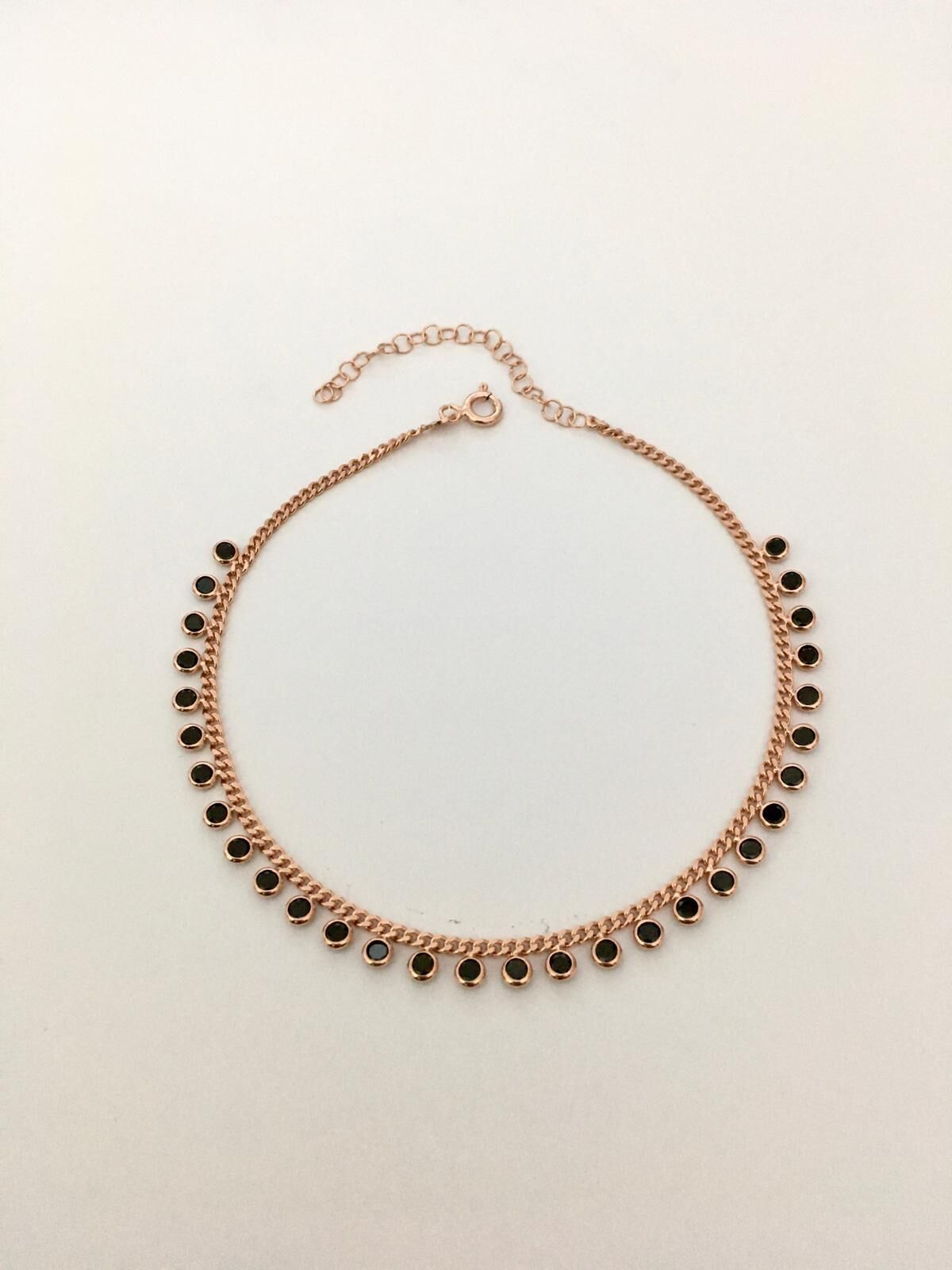 GÜMÜŞ ROSE SİYAH ZİRKON TAŞLI HALHAL