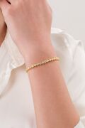 4 mm Gümüş Damla Altın Gold Kaplama Beyaz Zirkon Taşlı Pırlanta Modeli Su Yolu Bileklik