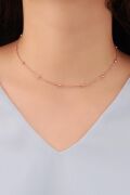 GÜMÜŞ TOPLU ZİNCİR MODEL DORİKA TASMA KOLYE ROSE BRONZ