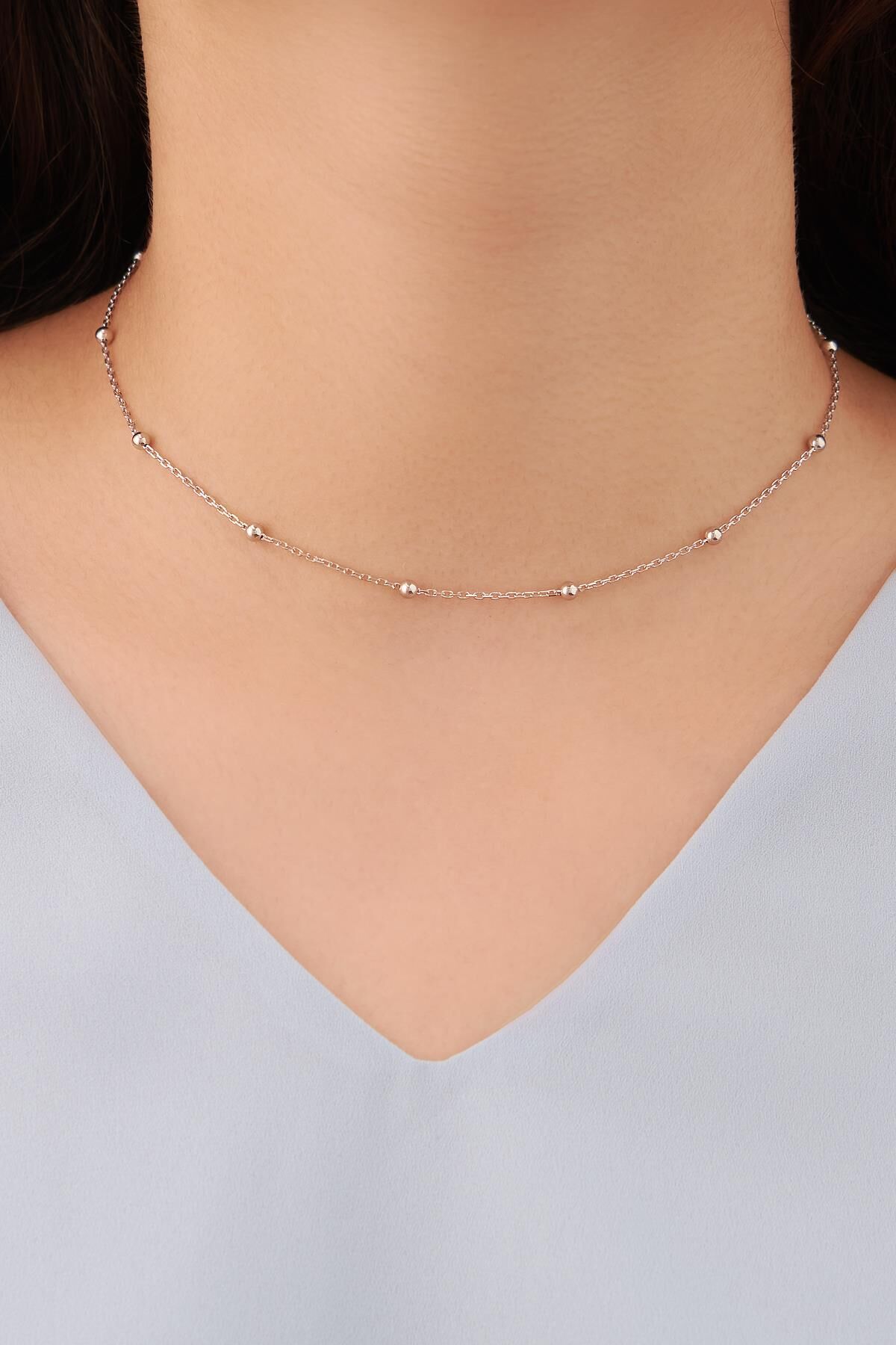 GÜMÜŞ TOPLU ZİNCİR MODEL DORİKA TASMA KOLYE GÜMÜŞ