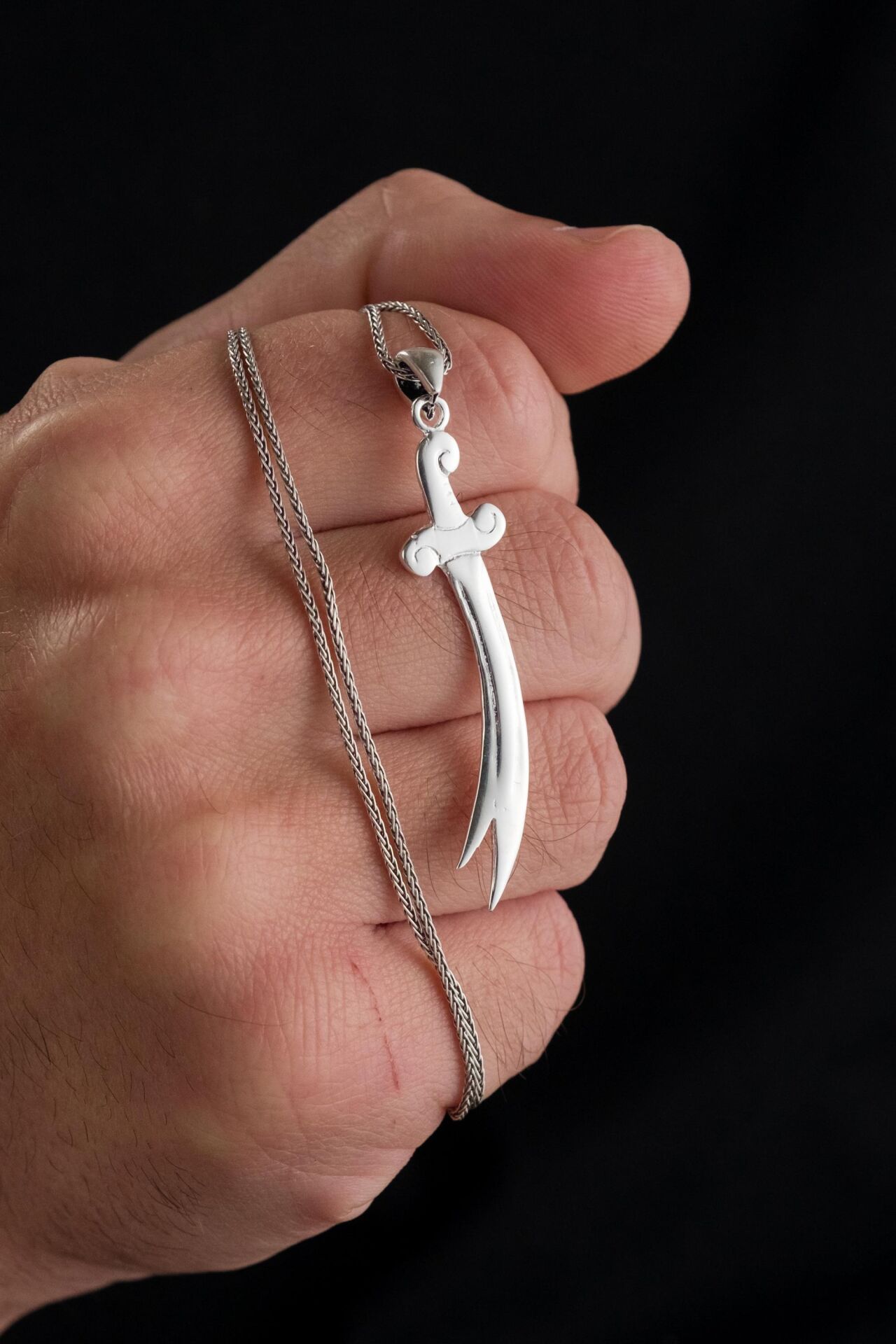 GÜMÜŞ HZ ALİ ZÜLFİKAR KILIÇ KILICI Erkek Kolye