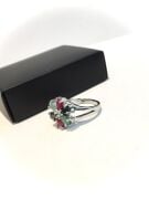 GÜMÜŞ YAKUT ZÜMRÜT SAFİR TAŞLI ÇİÇEK YÜZÜK