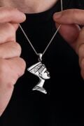 Antik Mısır Kleopatra Nefertiti Büyük Boy Gümüş Kolye