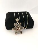 GÜMÜŞ TELKARİ GEMİ MOTİFLİ ÇİÇEK KOLYE