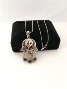 GÜMÜŞ FATMA ANA ELİ TELKARİ KOLYE