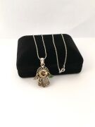 GÜMÜŞ TELKARİ FATMA ANA ELİ AY YILDIZ KOLYE