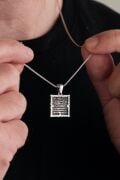 Gümüş Ayetel Kürsi Ayetli Ayet Kare Model Kolye