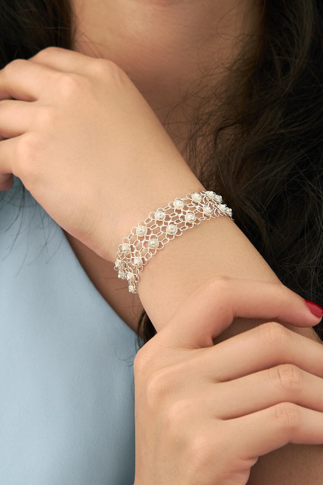 GÜMÜŞ TELKARİ KİŞNİŞ BİLEKLİK