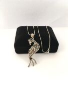 TELKARİ GÜMÜŞ TAVUS KUŞU KOLYE