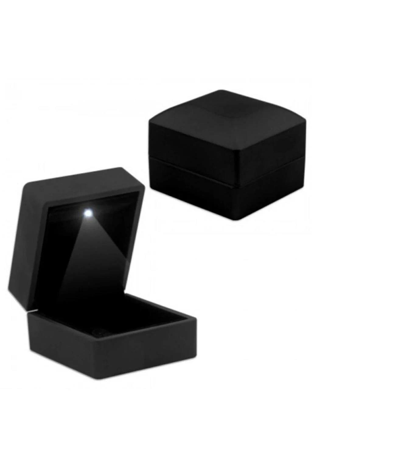 IŞIKLI SİYAH LÜKS TAKI KUTUSU KOLYE KÜPE HEDİYE KUTUSU