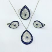 GÜMÜŞ NAZAR BONCUKLU DAMLA SET