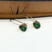 GÜMÜŞ ROSE YEŞİL ZİRKON TAŞLI DAMLA KÜPE