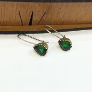 GÜMÜŞ ROSE YEŞİL ZİRKON TAŞLI DAMLA KÜPE