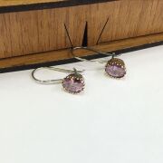 GÜMÜŞ PEMBE ZİRKON TAŞLI OVAL KÜPE